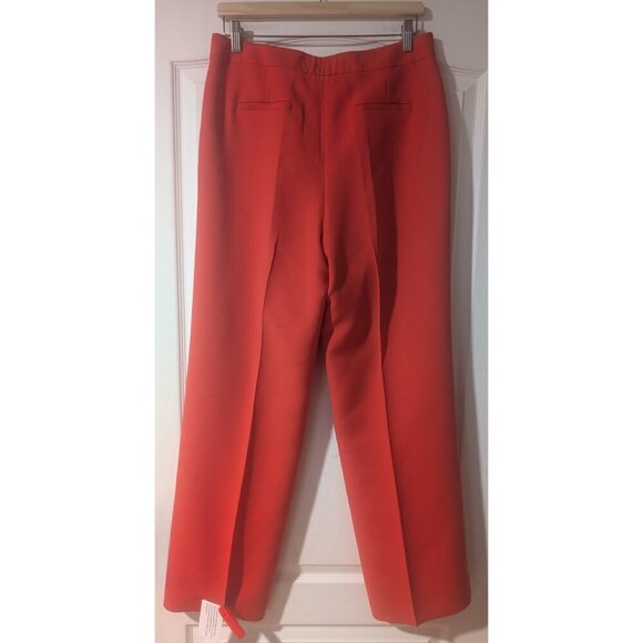 NWT LAFAYETTE 148 | Gates Straight-leg Wool-silk Pants In Stamped Poppy - Picture 5 of 13